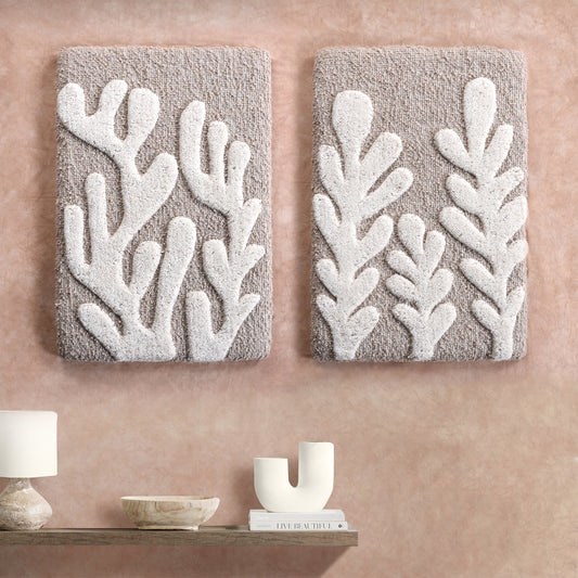 ZEKEI WALL FRAME AND NOELANNE WALL FRAME - BEIGE/IVORY - HAND WOVEN / OVER TUFTED - WOOL & WOOD FRAME