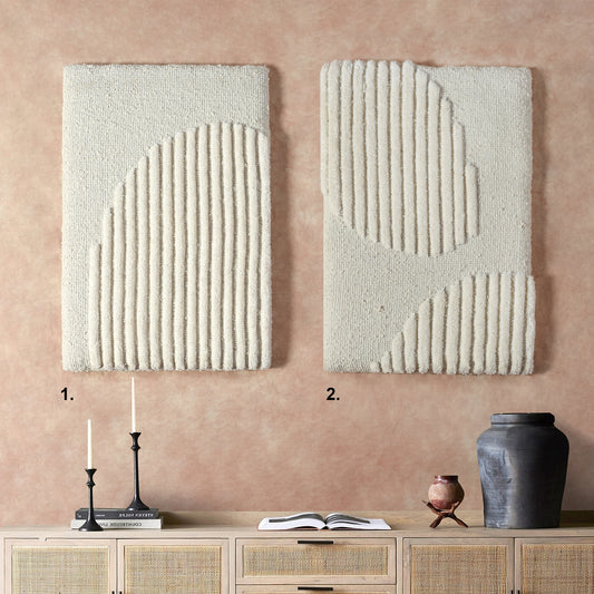 AARTEEN WALL ART AND WETTERIN WALL ART - IVORY - HAND WOVEN / OVER TUFTED - WOOL & MDF