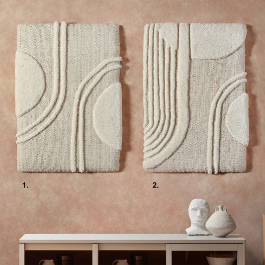 ACKTEN WALL ART AND ERATIE WALL ART - BEIGE/IVORY - HAND WOVEN / OVER TUFTED - WOOL & MDF