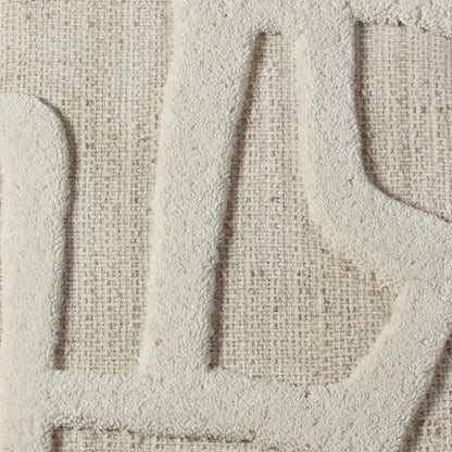 ELONTI WALL ART AND HUVILA WALL ART - BEIGE/IVORY- HAND WOVEN / OVER TUFTED - WOOL & MDF