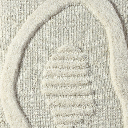 JUNGIN WALL ART AND LEINON WALL ART - IVORY - HAND WOVEN / OVER TUFTED - WOOL & MDF