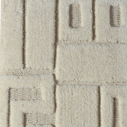 PUISTO WALL ART AND ERKON WALL ART - BEIGE/IVORY - HAND WOVEN / OVER TUFTED - WOOL & MDF