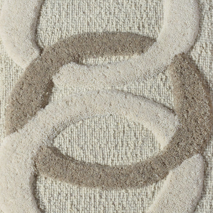 RAITTI WALL ART AND NEVSKIN WALL ART - IVORY/GREY - HAND WOVEN / OVER TUFTED - WOOL & MDF