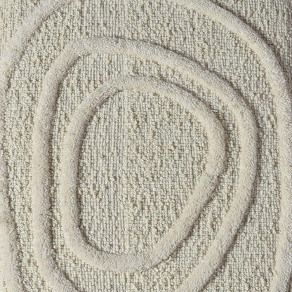 AHDIN WALL ART AND BOSTAK WALL ART - IVORY - HAND WOVEN / OVER TUFTED - WOOL & MDF