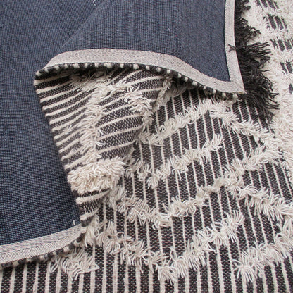 Area Rug, Bedroom Rug, Living Room Rug, Living Area Rug, Indian Rug, Office Carpet, Office Rug, Shop Rug Online, Wool, Charcoal, Natural White, Pitloom, All Cut , Geometrical