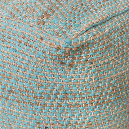 Abella Pouf, Cotton, Hemp, Aqua, Pitloom, Flat Weave