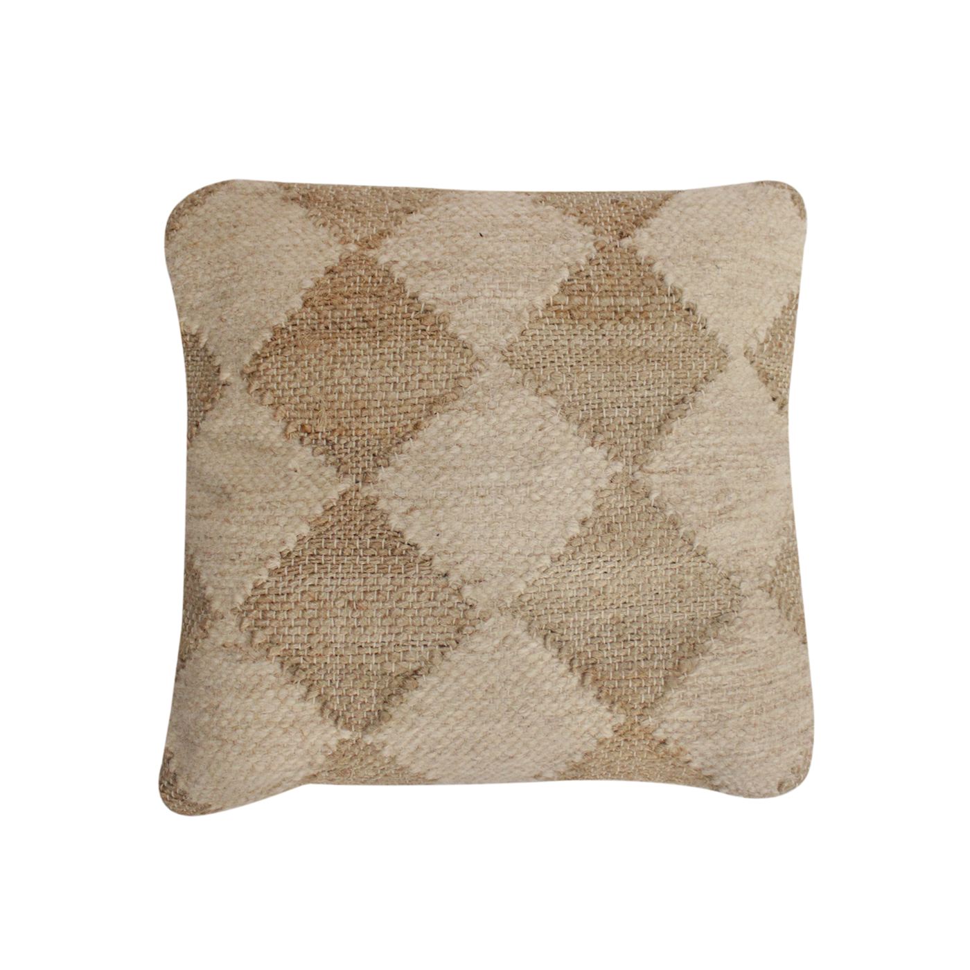 Achen Cushion, Jute, Wool, Natural, Natural White, Punja, Flat Weave