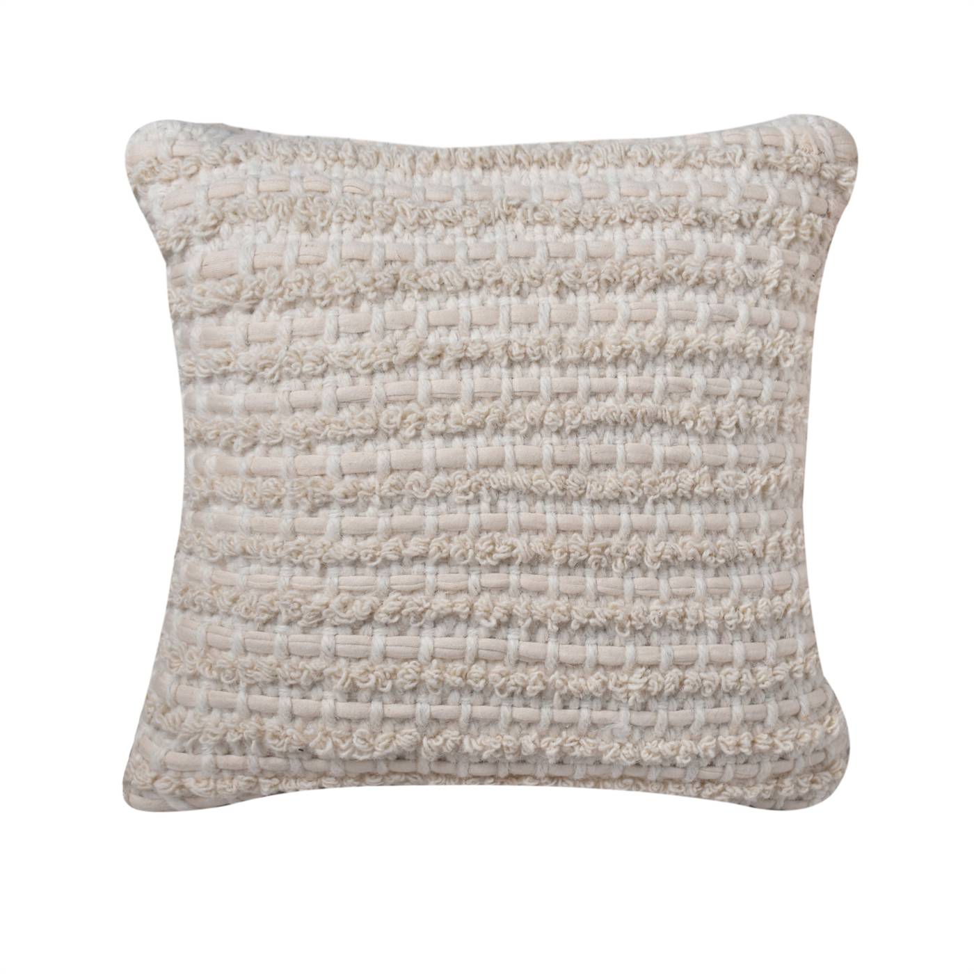 Adonis Cushion, 45x45 cm, Natural White, Wool, Cotton, Hand Woven, Pitloom, All Loop
