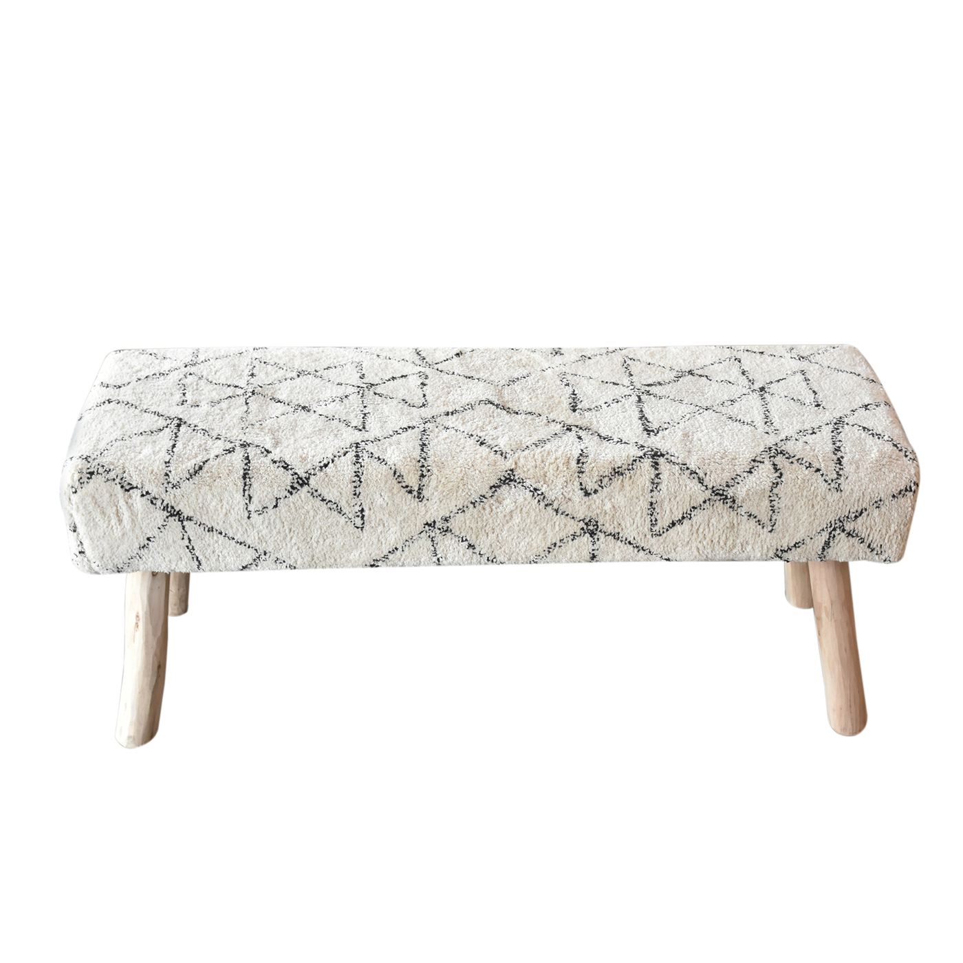 Agostin Bench, Cotton, Natural White, Charcoal, Bm Fn, All Cut 