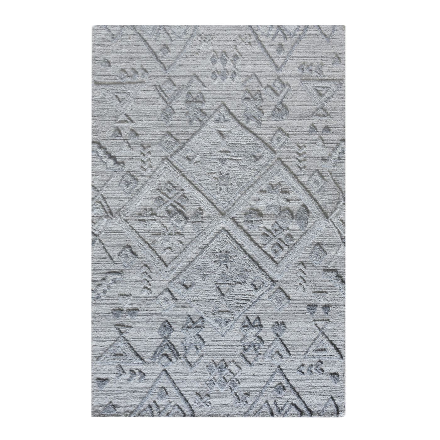 Area Rug, Bedroom Rug, Living Room Rug, Living Area Rug, Indian Rug, Office Carpet, Office Rug, Shop Rug Online, Wool, Viscose Blend, Grey, Hand woven, All Loop, Diamond