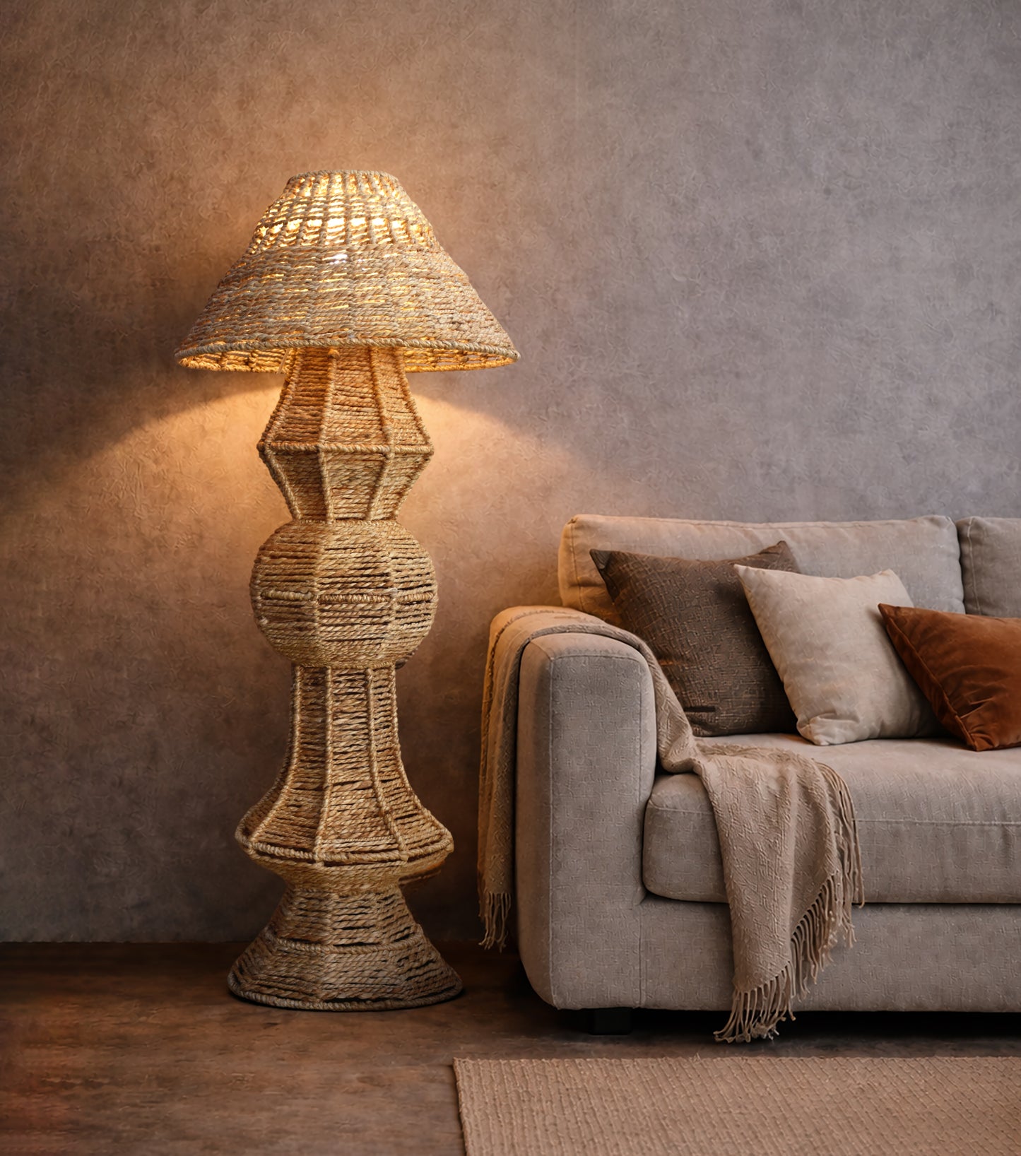 AIVEN FLOOR LAMP - NATURAL - HAND MADE - JUTE