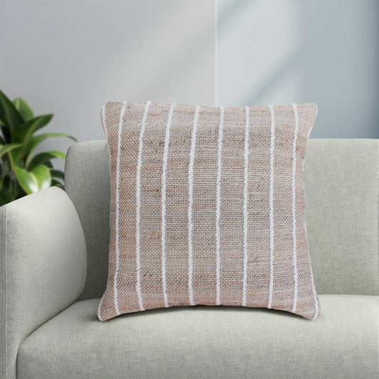 Albatross-II Cushion, 56x56 cm, Natural, Natural White, Jute, Wool, Hand Woven, Pitloom, Flat Weave