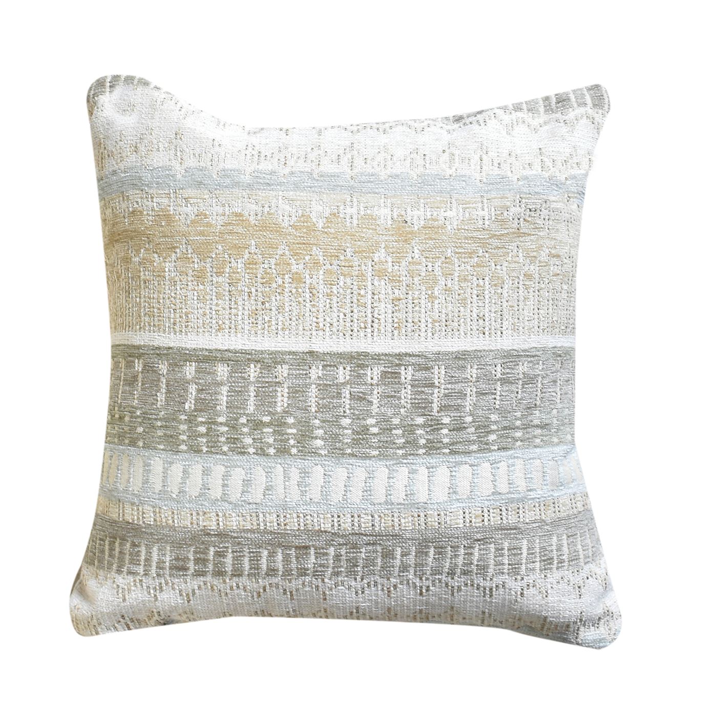 Albi Pillow, Acrylic, Polyester, Beige, Sage, Jaquard Durry, Flat Weave