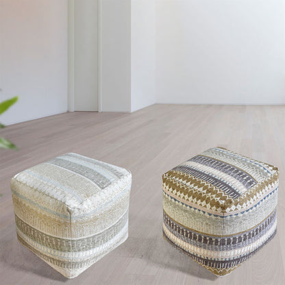 Albi Pouf, Acrylic, Polyester, Jaquard Durry, Flat Weave