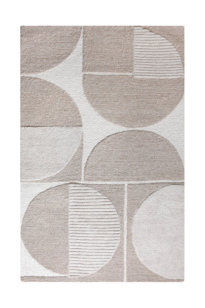 ALDINE RUG - IVORY/BEIGE - HAND WOVEN/OVER TUFTED - WOOL/VISCOSE