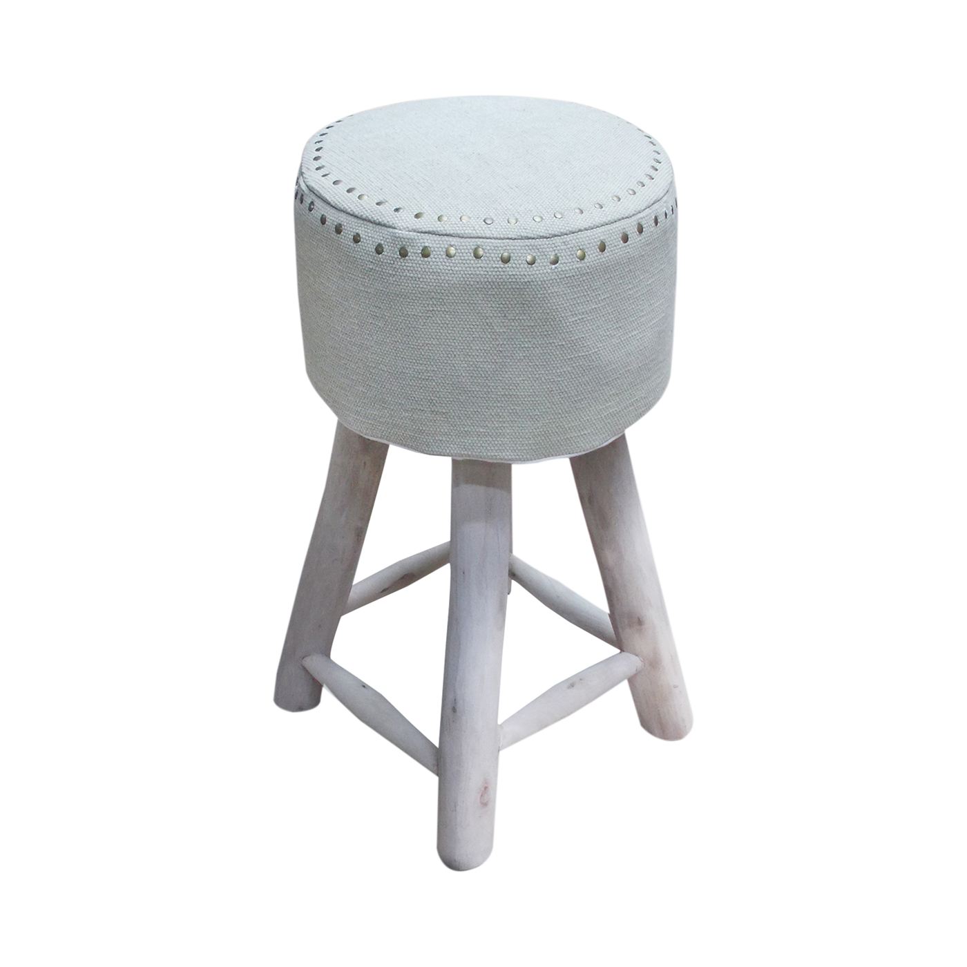 Alfred Bar Stool, Metal, Cotton, Sage, Pitloom, Flat Weave