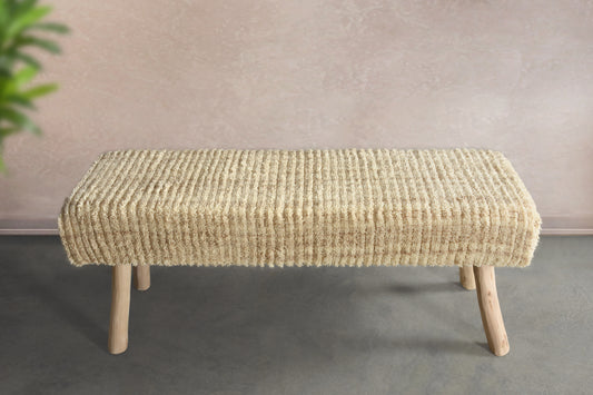 ALLEGAN BENCH - BEIGE - HAND WOVEN - WOOL