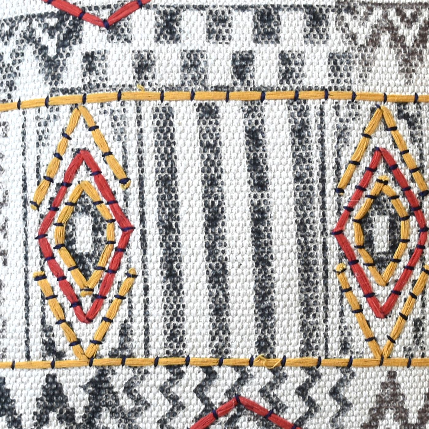 Alpine Pillow, Cotton, Printed, Charcoal, Multi, Hand Knotted, All Cut 