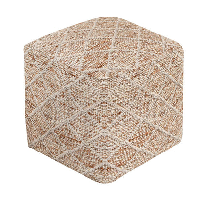 Ambler Pouf, 40x40x40 cm, Natural, Natural White, Wool, Jute, Punja Kelim, Punja, Flat Weave