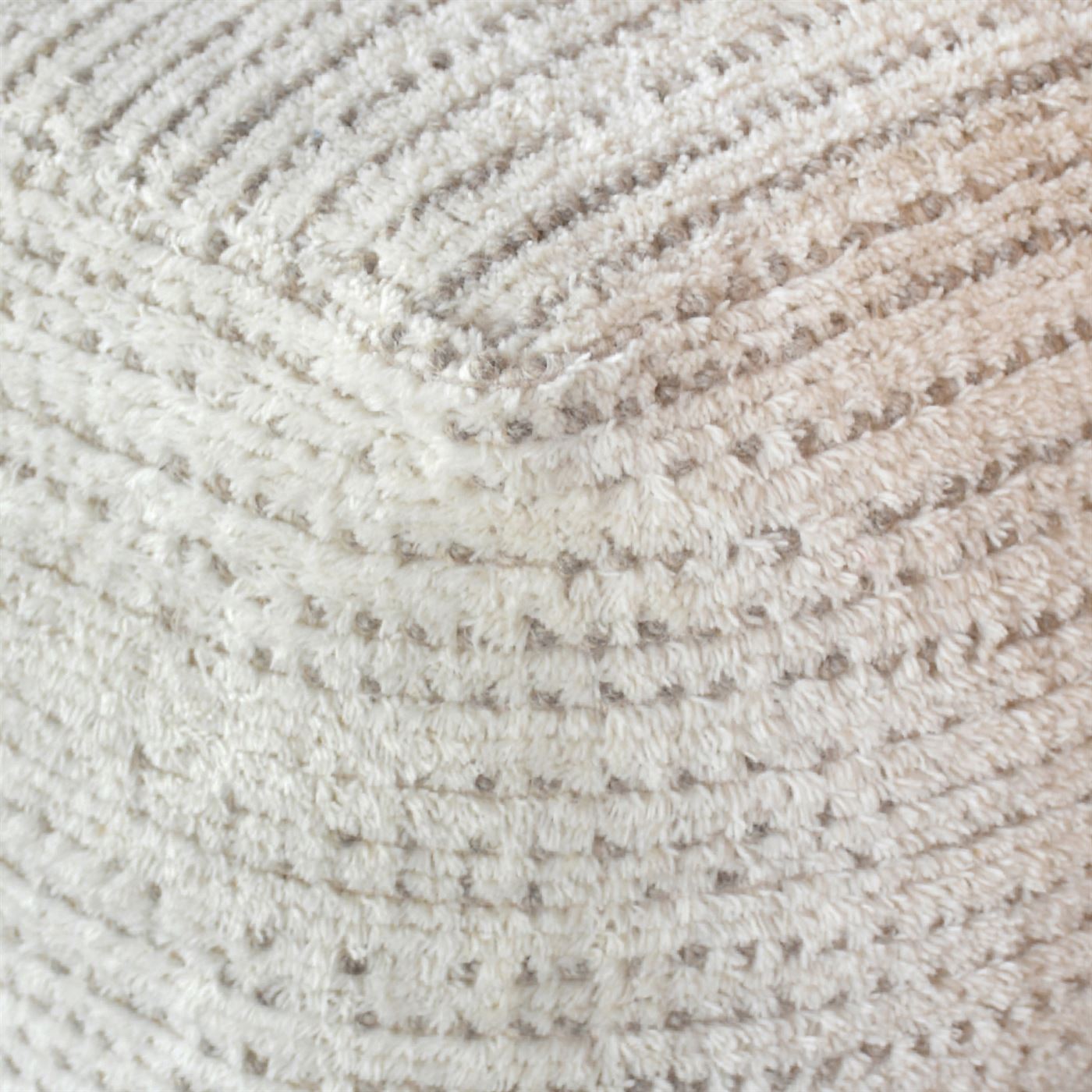 Amorica Pouf, Wool, Grey, Hand Woven, Cut And Loop