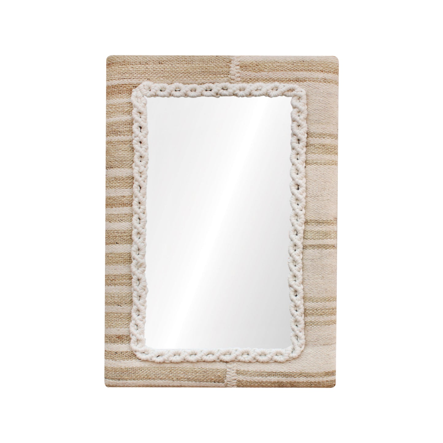 AMPOR WALL MIRROR - IVORY - HAND WOVEN - WOOL/JUTE & MDF