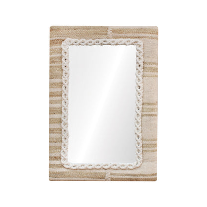 AMPOR WALL MIRROR - IVORY - HAND WOVEN - WOOL/JUTE & MDF