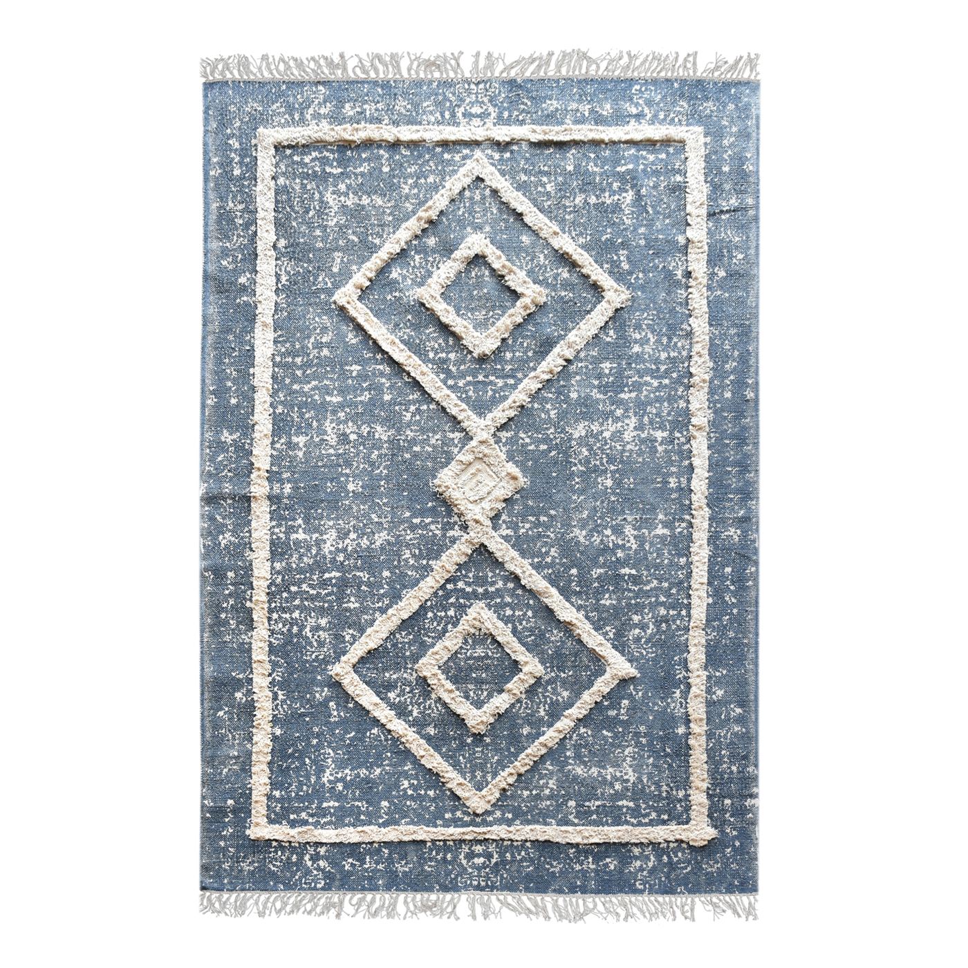 Area Rug, Bedroom Rug, Living Room Rug, Living Area Rug, Indian Rug, Office Carpet, Office Rug, Shop Rug Online, Cotton, Printed, Blue, Natural White, Pitloom, All Cut, Geometrical