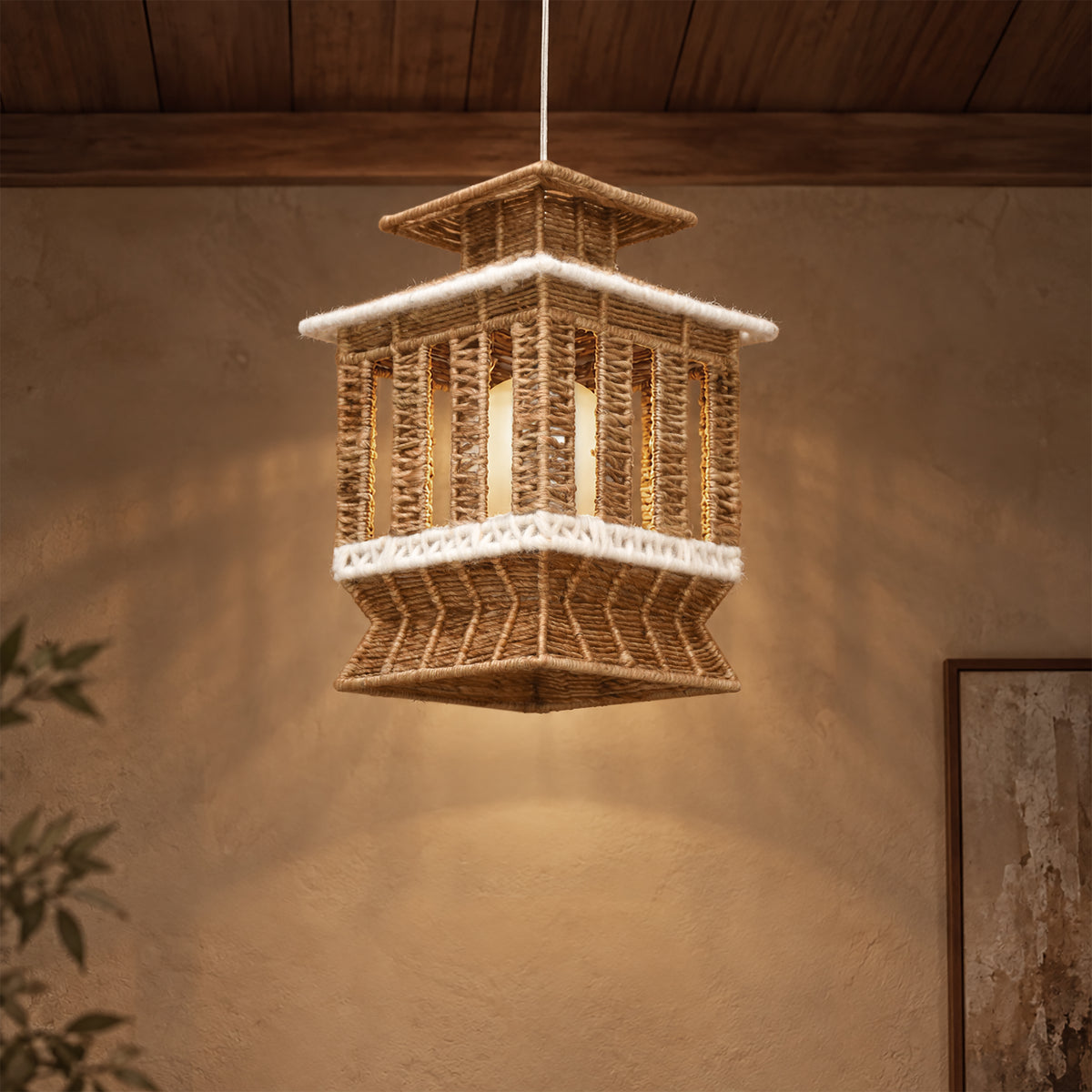 ANELA LAMP - NATURAL/IVORY - HAND MADE - JUTE/WOOL