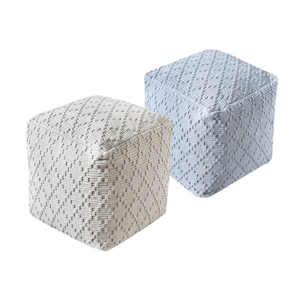 Aniyah Pouf, Cotton, Hand Woven, Cut And Loop