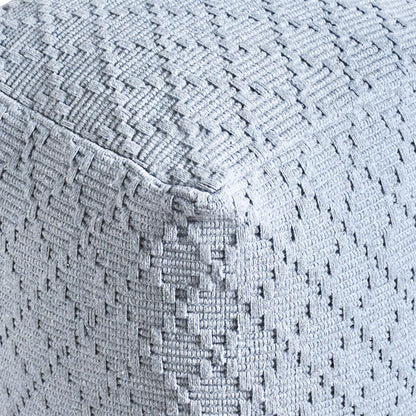 Aniyah Pouf, Cotton, Grey, Hand Woven, Cut And Loop