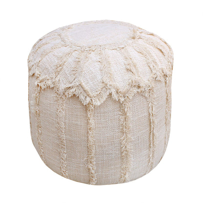 Arboga Pouf, Cotton, Natural White, Hm Stitching, Flat Weave