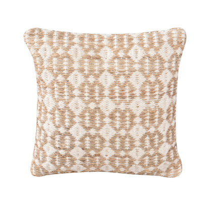 Argens Cushion, 45x45 cm, Natural, Natural White, Jute, Wool, Hand Woven, Pitloom, Flat Weave