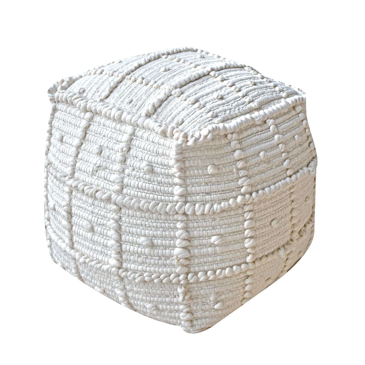 Arrino Pouf, Cotton, Natural White, Pitloom, All Loop 