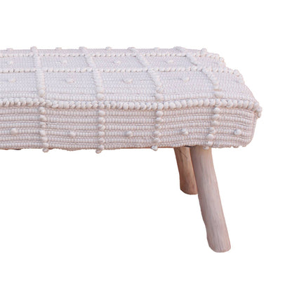 Arrino Bench, 120x40x50 cm, Natural White, Cotton Rag, Hand Woven, Pitloom, All Loop