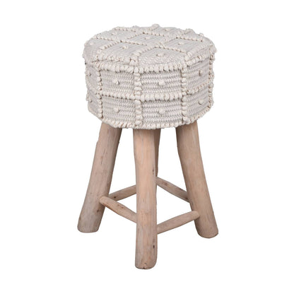 Arrino Bar Stool, 40x40x70 cm, Natural White, Cotton Rag, Hand Woven, Pitloom, All Loop 