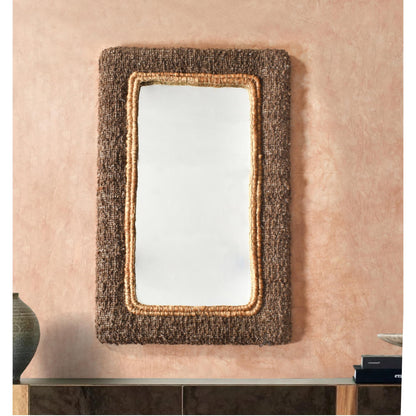 ARROYA-II WALL MIRROR - BROWN/NATURAL- HAND WOVEN - WOOL/JUTE & MDF