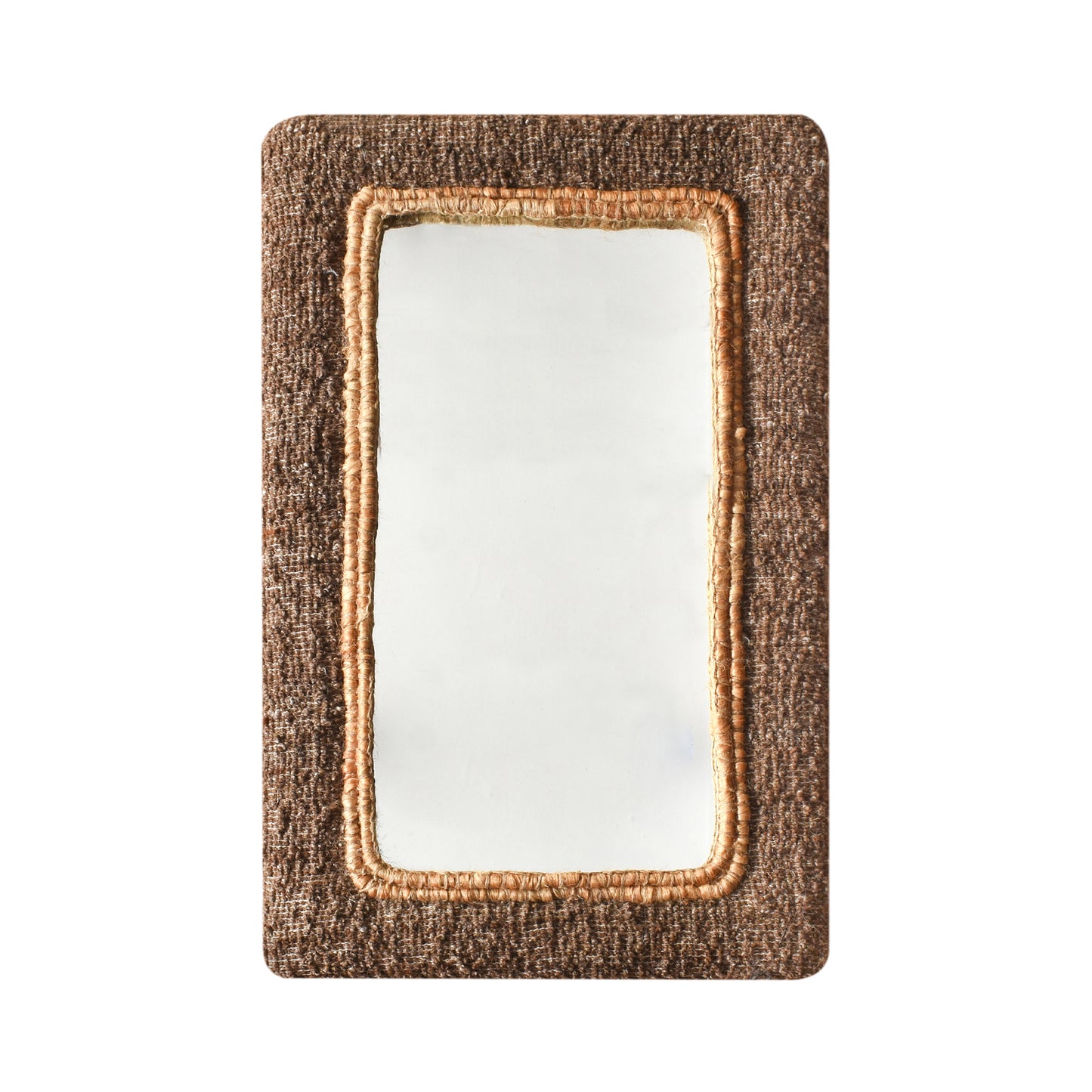 ARROYA-II WALL MIRROR - BROWN/NATURAL- HAND WOVEN - WOOL/JUTE & MDF