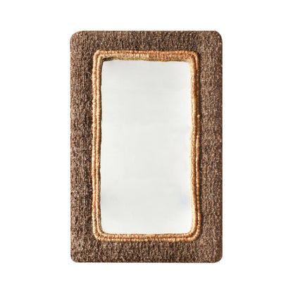 ARROYA-II WALL MIRROR - BROWN/NATURAL- HAND WOVEN - WOOL/JUTE & MDF