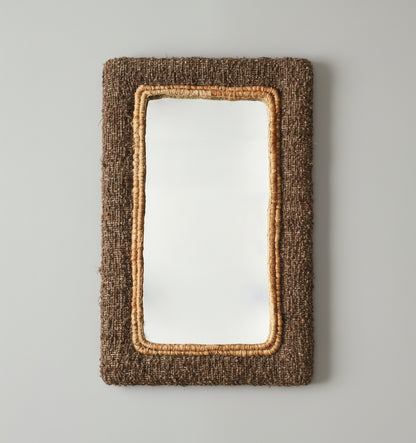 ARROYA-II WALL MIRROR - BROWN/NATURAL- HAND WOVEN - WOOL/JUTE & MDF