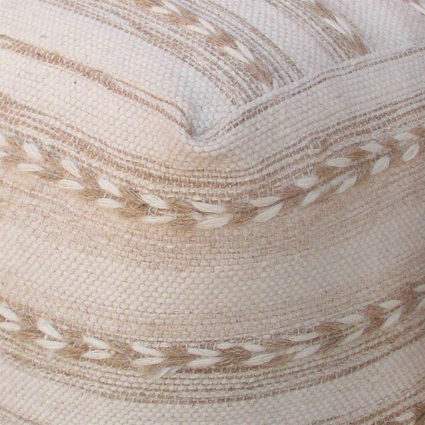 Arsanio Pouf, 40x40x40 cm, Natural White, Beige, Wool, Hand Woven, Pitloom, Flat Weave