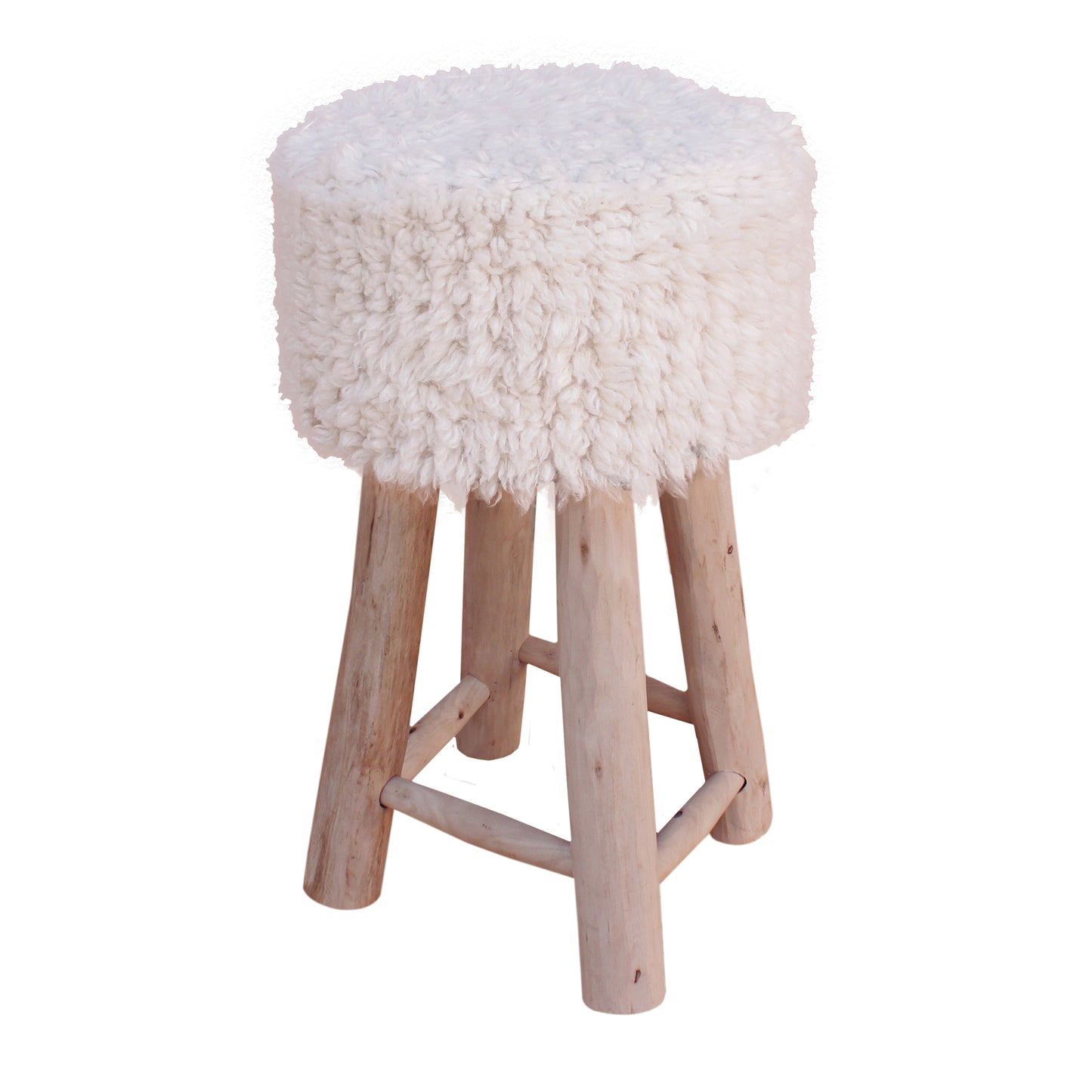 Arthur Bar Stool, 40x40x70 cm, Natural White, NZ Wool, Table Tufted, Bm Sn, All Cut