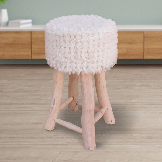 Arthur Bar Stool, 40x40x70 cm, Natural White, NZ Wool, Table Tufted, Bm Sn, All Cut