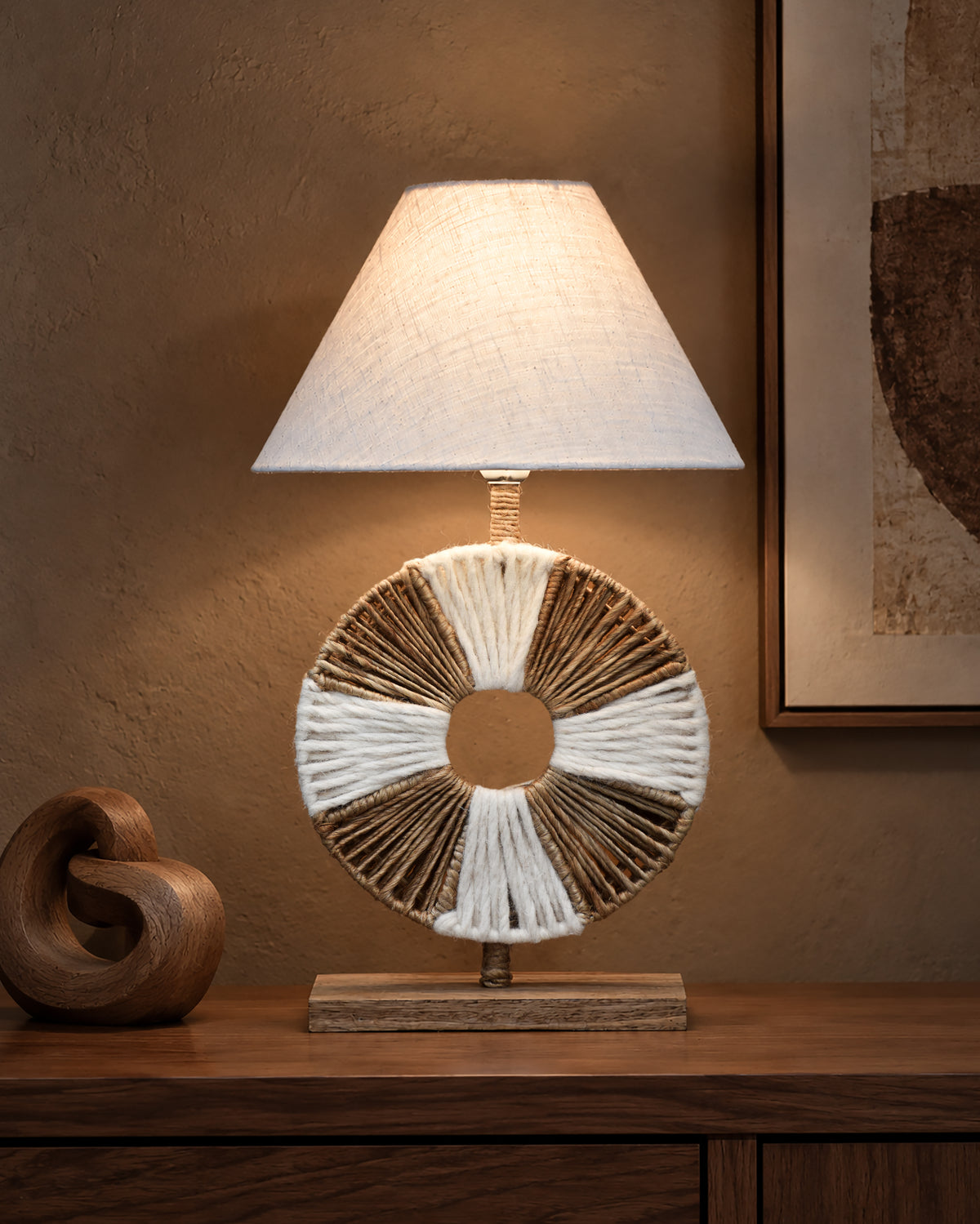 ARUNA LAMP - NATURAL/IVORY - HAND MADE - JUTE/WOOL
