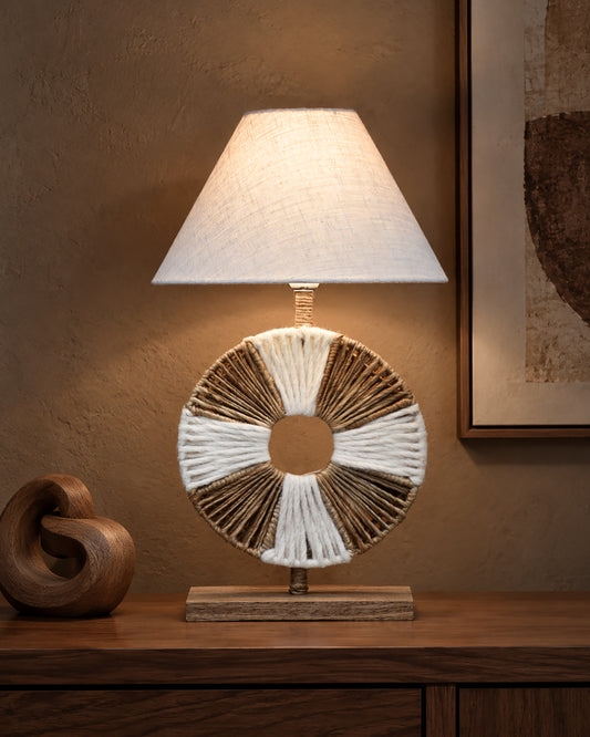 ARUNA LAMP - NATURAL/IVORY - HAND MADE - JUTE/WOOL