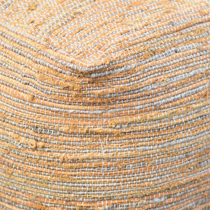 Arya Pouf, Hemp, Recycled Fabric, Orange, Pitloom, Flat Weave