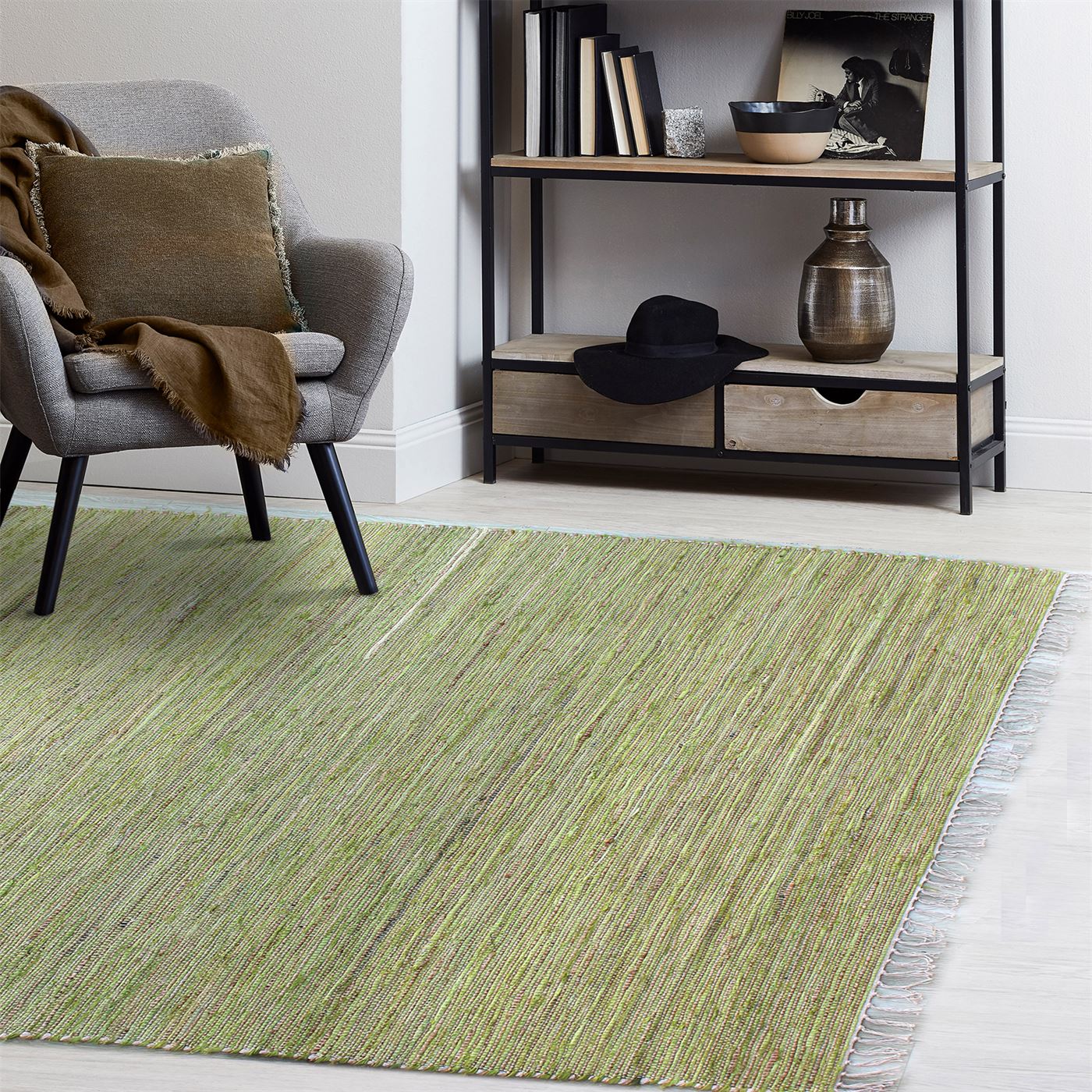 Area Rug, Bedroom Rug, Living Room Rug, Living Area Rug, Indian Rug, Office Carpet, Office Rug, Shop Rug Online, Hemp, Recycled Fabric, Lime, Pitloom, Flat Weave, Textured