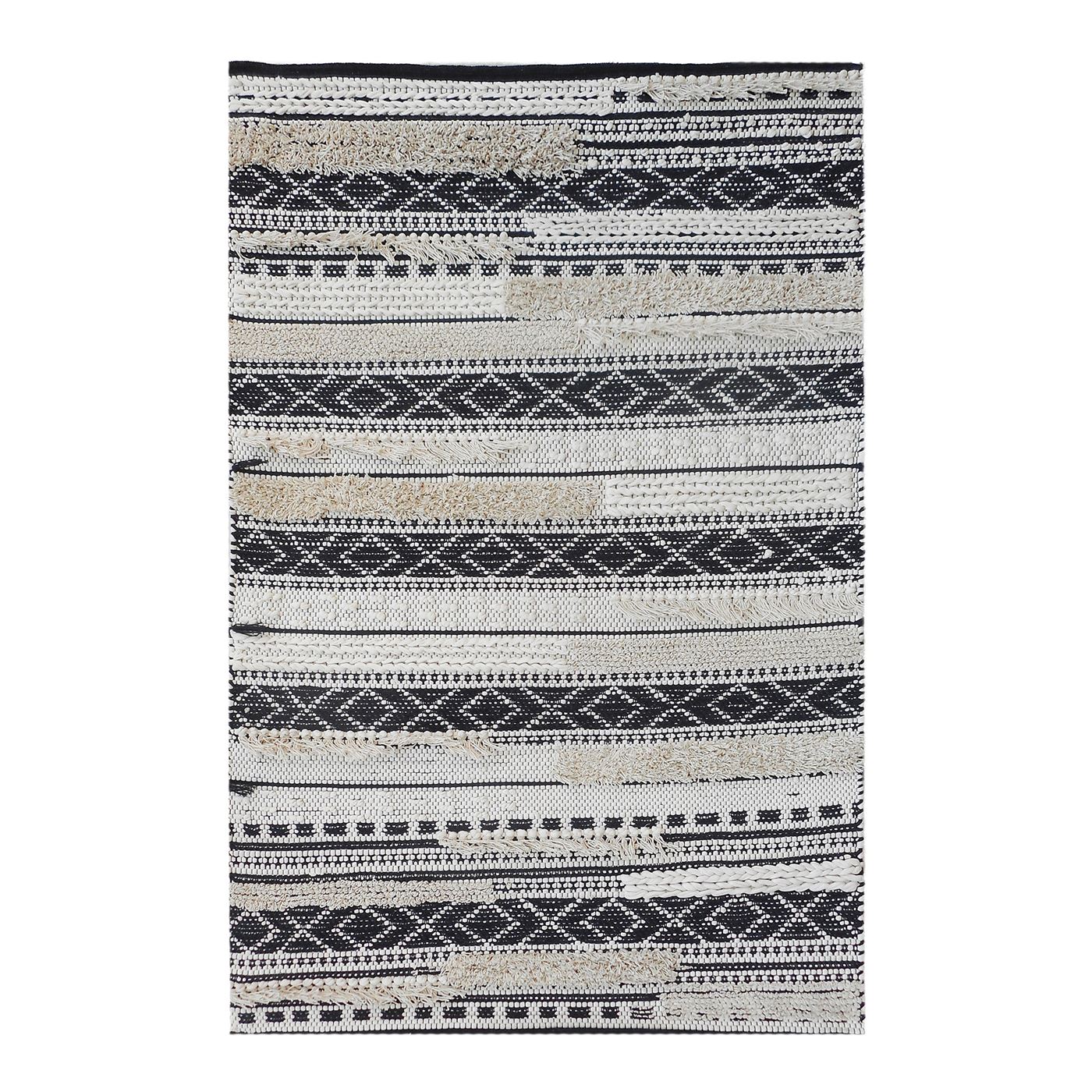 Area Rug, Bedroom Rug, Living Room Rug, Living Area Rug, Indian Rug, Office Carpet, Office Rug, Shop Rug Online, Cotton Rag, Natural White, Charcoal, Pitloom, Cut And Loop, Texture