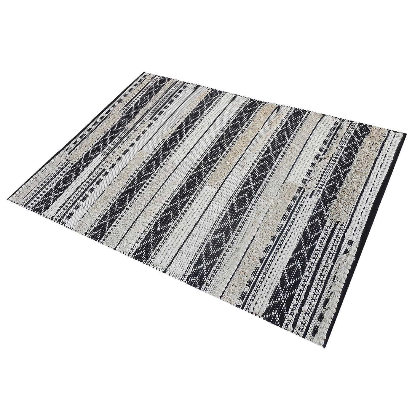 Area Rug, Bedroom Rug, Living Room Rug, Living Area Rug, Indian Rug, Office Carpet, Office Rug, Shop Rug Online, Cotton Rag, Natural White, Charcoal, Pitloom, Cut And Loop, Texture