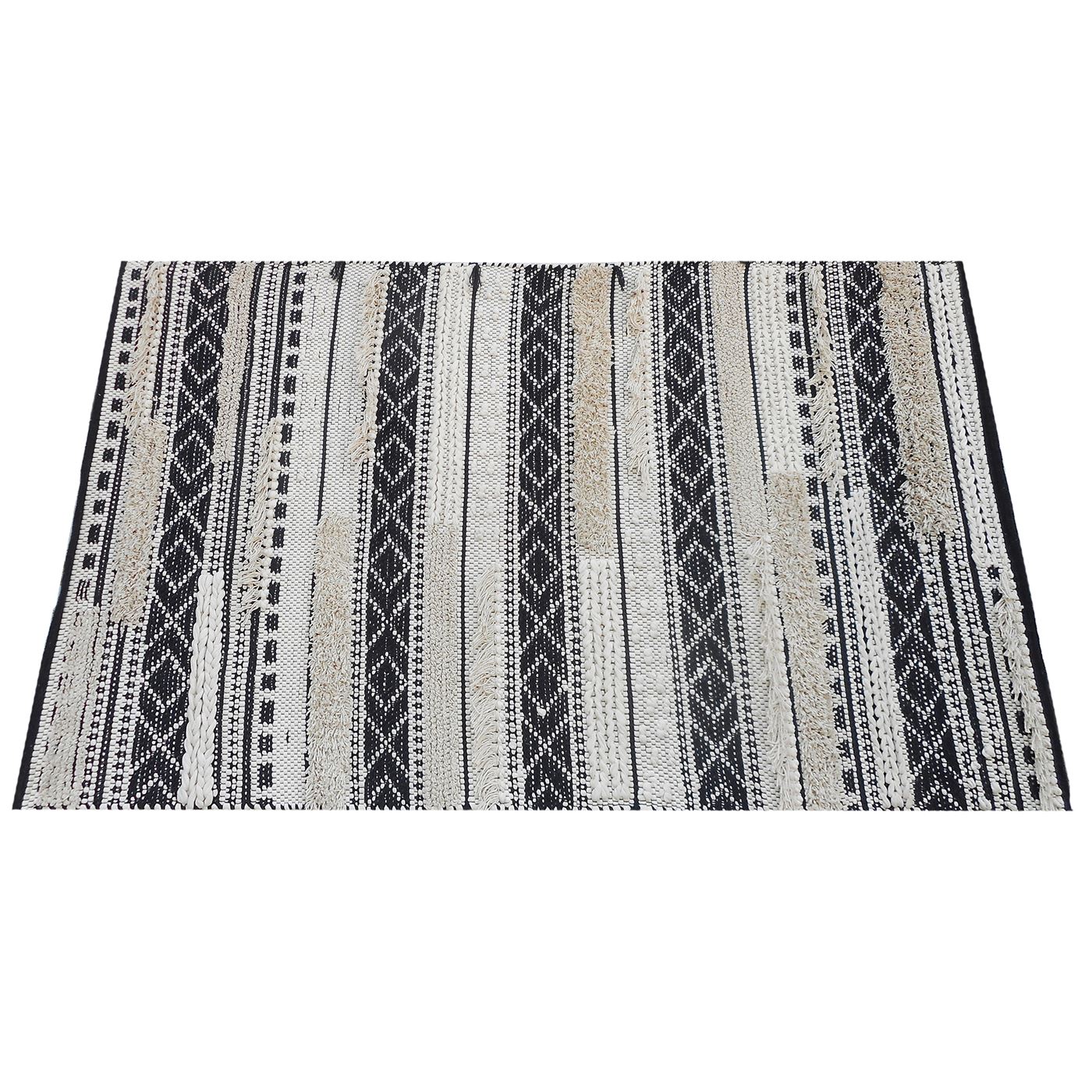 Area Rug, Bedroom Rug, Living Room Rug, Living Area Rug, Indian Rug, Office Carpet, Office Rug, Shop Rug Online, Cotton Rag, Natural White, Charcoal, Pitloom, Cut And Loop, Texture