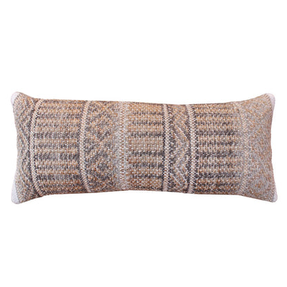 Askin Lumber Cushion, 36x91 cm, Natural, Grey, Jute, Wool, Hand Woven, Pitloom, Flat Weave
